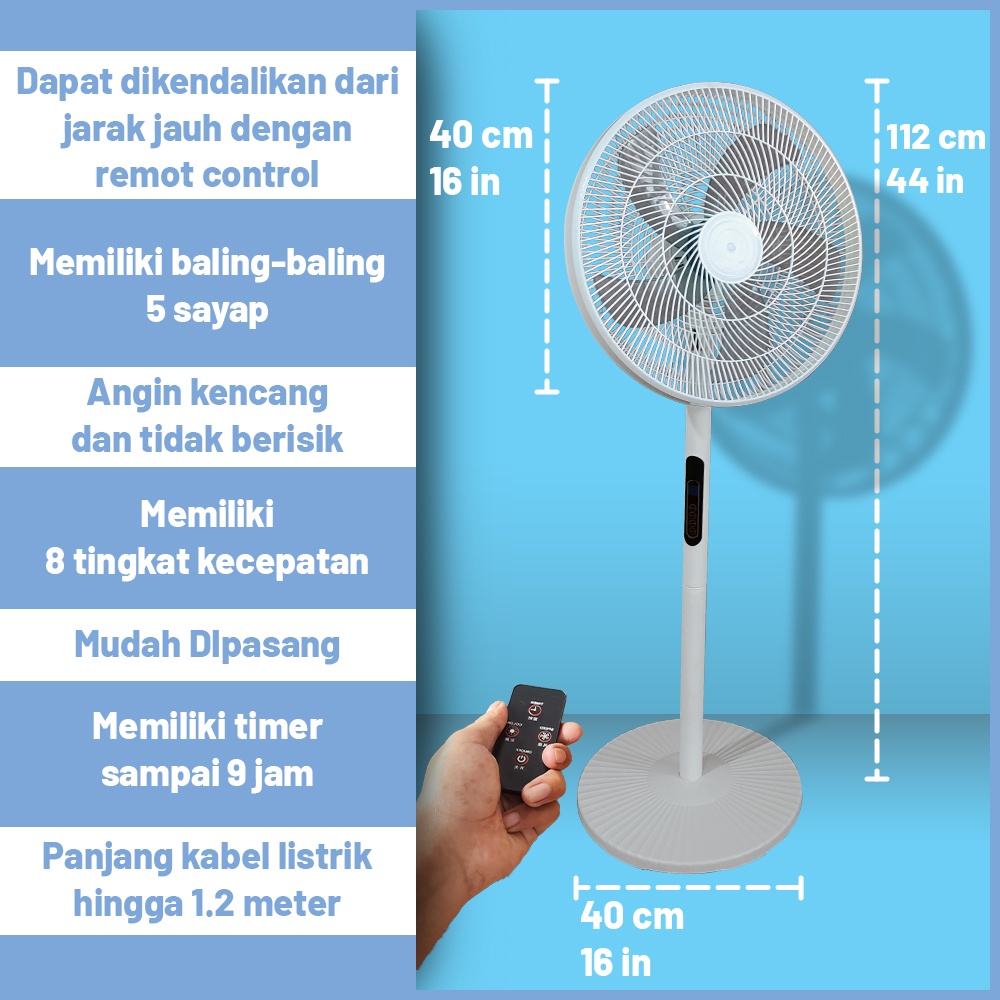 Kipas Angin Stand Fan Kipas Angin Portable Remote Control 16 Inch WH66