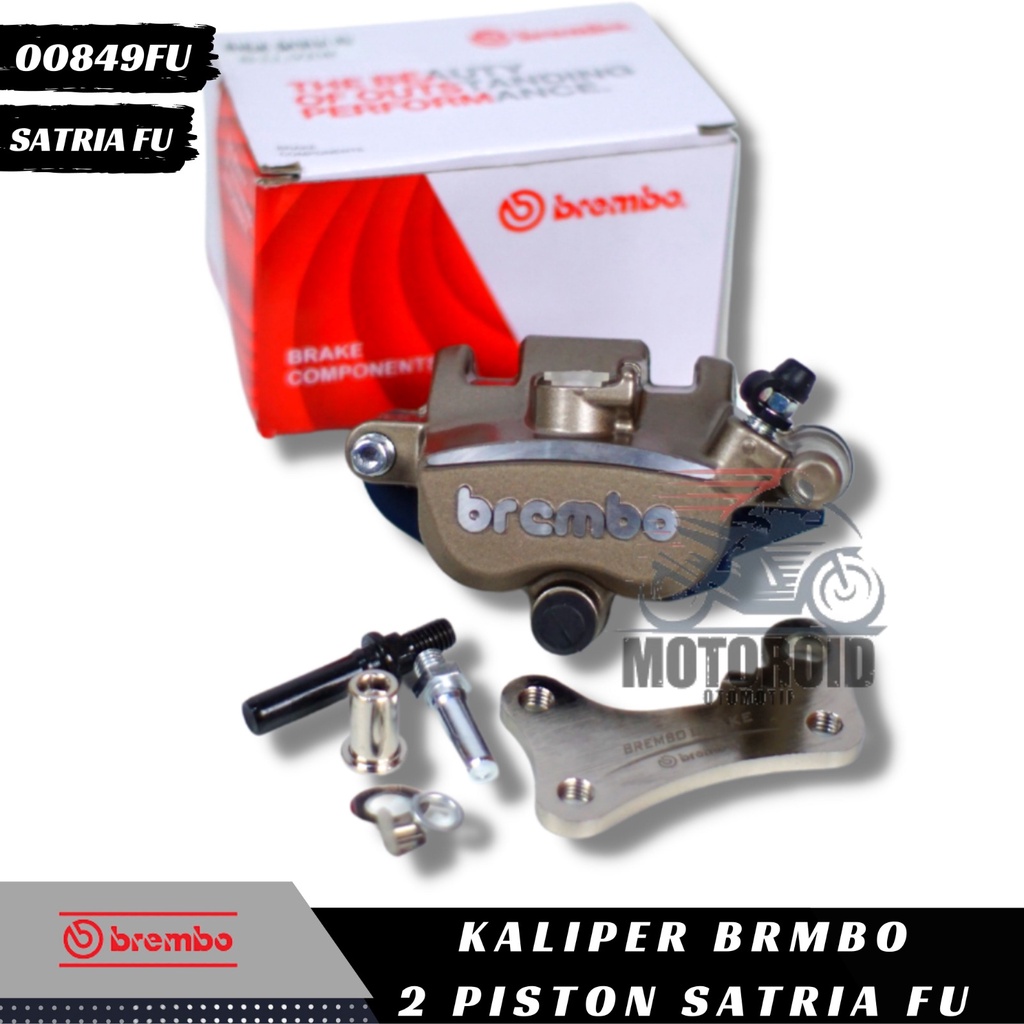 Kaliper Satria FU Chrome Samurai Kanan Piston Breket Cnc Ninja 2P Caliper BRB Silver