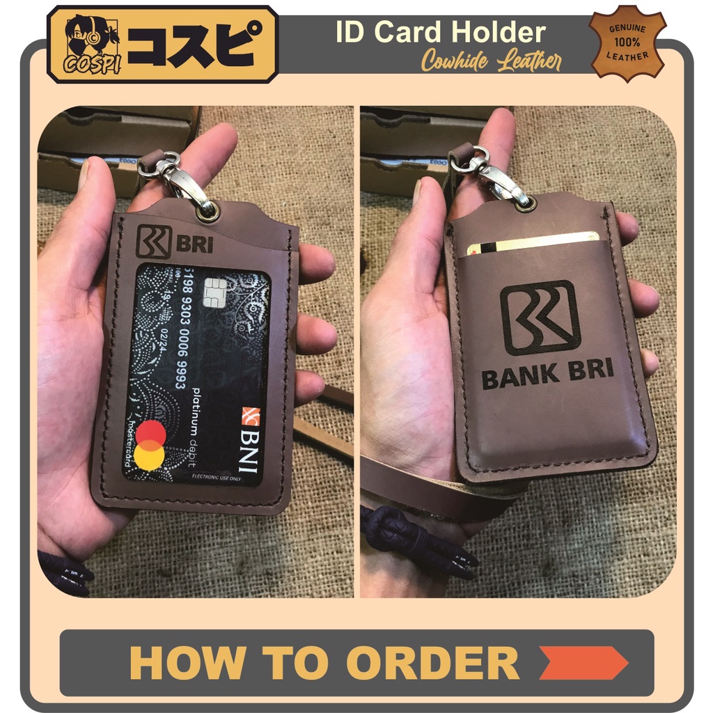 

LEATHER ID CARD HOLDER - 3 SLOT CARD ID CARD HOLDER - ID CARD HOLDER KULIT - CUSTOMIZED