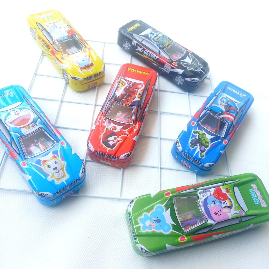 

TEPAK PENSIL TEMPAT PENSIL KALENG EL MOBIL 2IN1 MOTIF KARAKTER LUCU KOTAK PENSIL