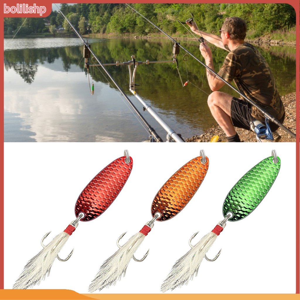 [Bolilishp] 5pcs 5g/15g Umpan Keras Memancing Payet Dengan Bulu Kait Tajam Anti-escape Stainless Angling Menarik Perhatian Air Asin Air Tawar Treble Hook Umpan Perlengkapan Memancing