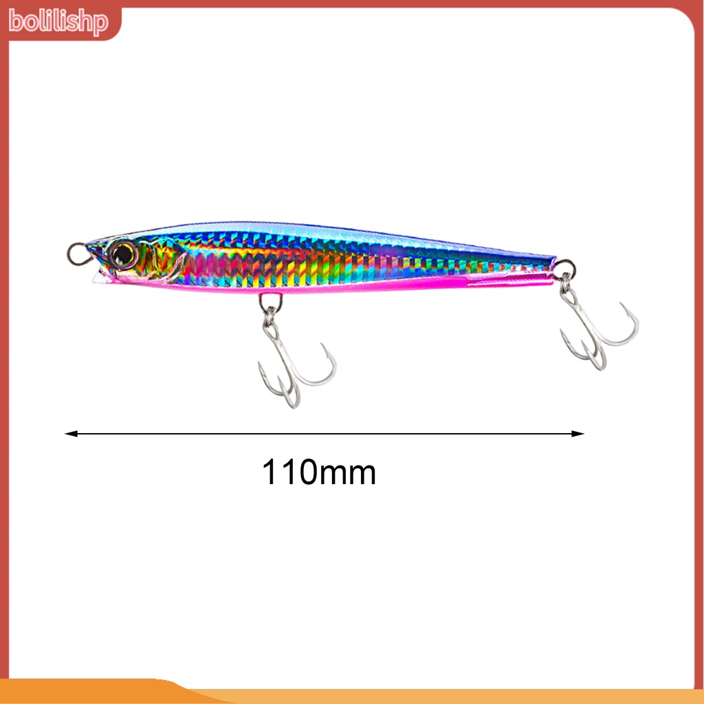 [Bolilishp] 50g/110mm Umpan Pancing Simulasi Lapisan Reflektif Kait Tajam Pancing Laut Panjang Casting Wastafel Pensil Buatan Umpan Peralatan Memancing