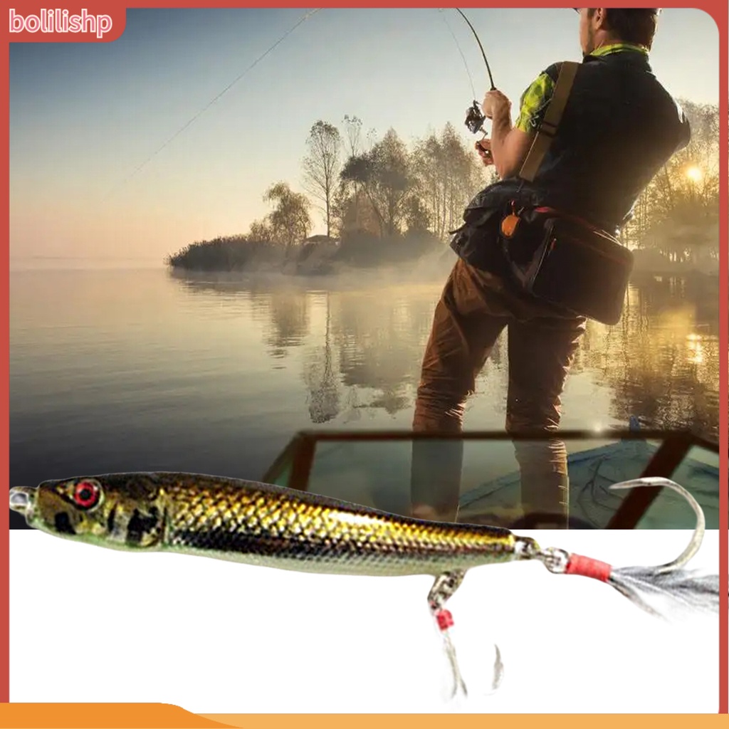 [Bolilishp] 100g/100mm Umpan Pancing Bentuk Bulu Kait Ganda 3D Fisheyes Warna Terang Merampingkan Ikan Menarik Universal Laut Memancing Buatan Jigging Umpan Keras Peralatan Memancing