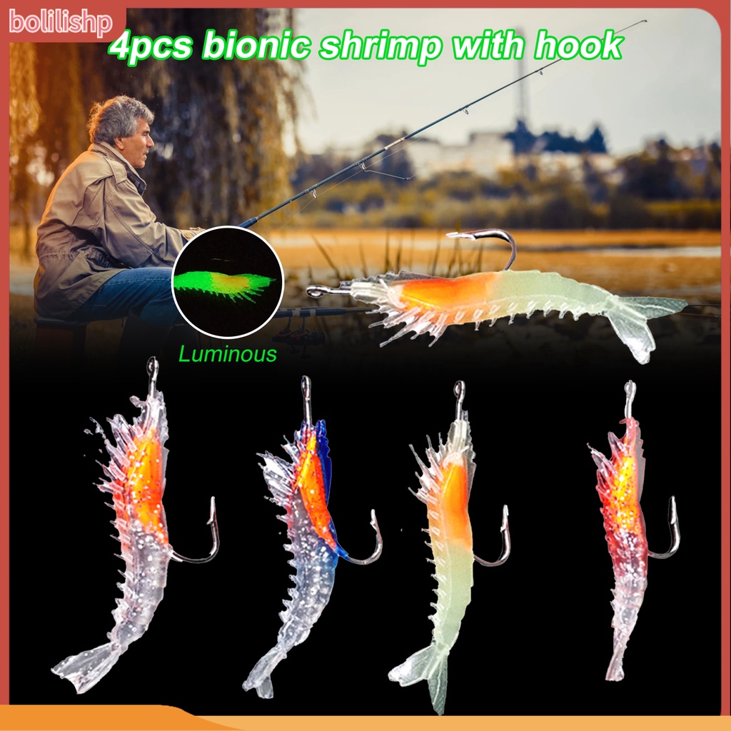 &lt;Bolilishp&gt; Vivid Fake Shrimp Bait Soft PVC Shrimp Bait With Hook Attract Fish Fishing Accessory