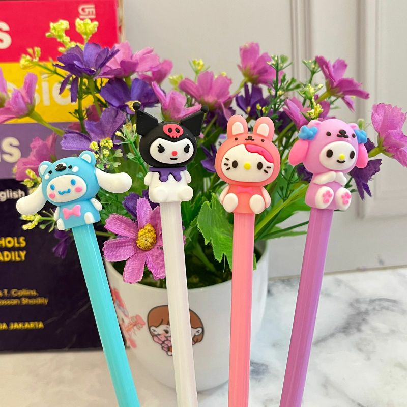 

Pulpen gel hiasan Sanrio Custome pena gel kartun keluarga unik kekinian viral pen gel random