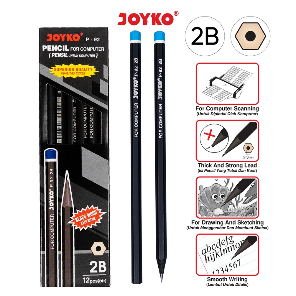 

Pencil Pensil Joyko P-92 2B 1 BOX 12 PCS ‑ PRP.2Jn23ᴾ