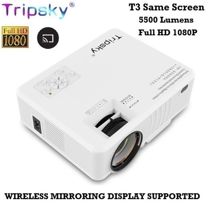 Sale Now Tripsky T3 Same Screen Version - Multimedia Home Projector 5500 Lumens Berkualitas