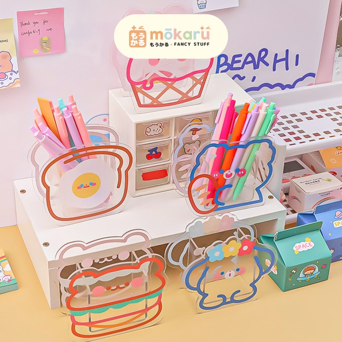 

Aurealiamall Transparan Acrylic Pen Holder / Pen Holder Motif Lucu Aesthetic Lucu