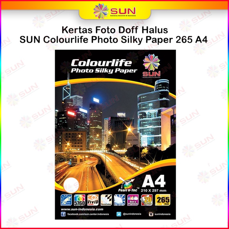 

COD Kertas Foto Silky Doff A4 - SUN Colourlife Silky Photo Paper A4 ( Support epson/canon/hp/brother ori/dye/pigment/art paper ink - 664, 003, 673, 790, 810, BT5000, GT51 52, dll) f6nki