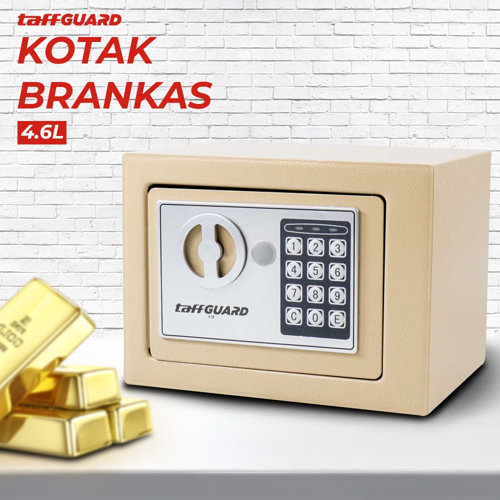 Gs8 TaffGUARD Kotak Brankas Hotel Mini Password Safe Deposit Box 4.6L - 17E - Golden Or-i