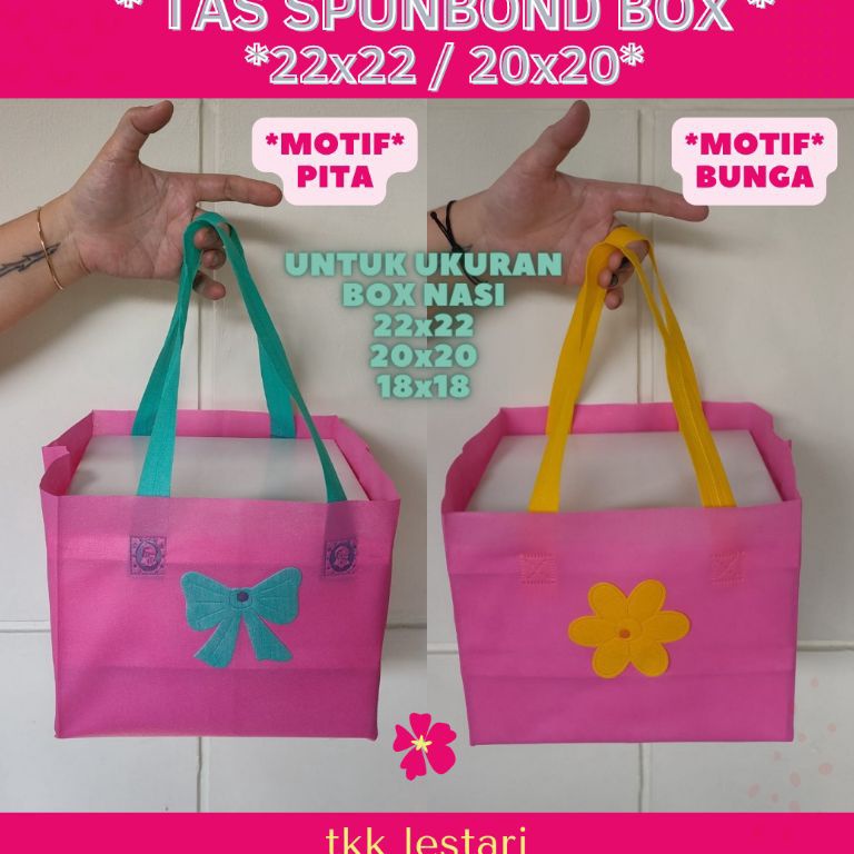 

OA8039 Tas Spunbond box 22x22 20x20 18x18 (harga 1lusin ) motif bunga dan pita / tas spunbond motif / tas spunbond box nasi / tas spunbond kotak nasi / tas kue / tas hampers / tas box nasi / goodie bag / tas souvenir lgril
