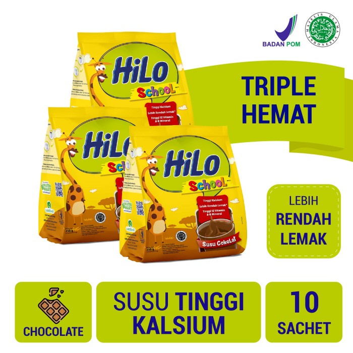 

Triple Pack: HiLo School Chocolate 10 Sachet - Susu Tinggi Kalsium