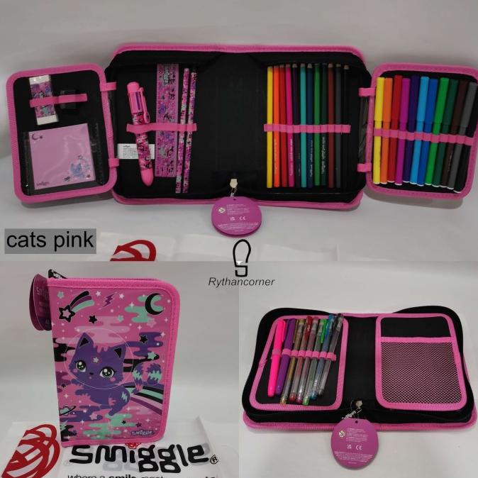 

SMIGGLE ZIP IT PENCIL CASE GIFT PACKAGE - CATS PINK