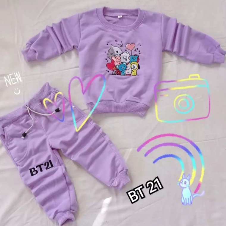 bts 21 setelan anak celana  joger 1 sampai 7tahun gambar bordir "GDT.1Jn23м"