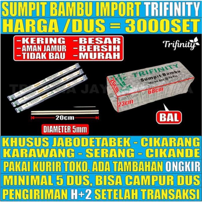 Capit Kurir Toko Sumpit Bambu Panda Trifinity Higienis Bersih Halus Import