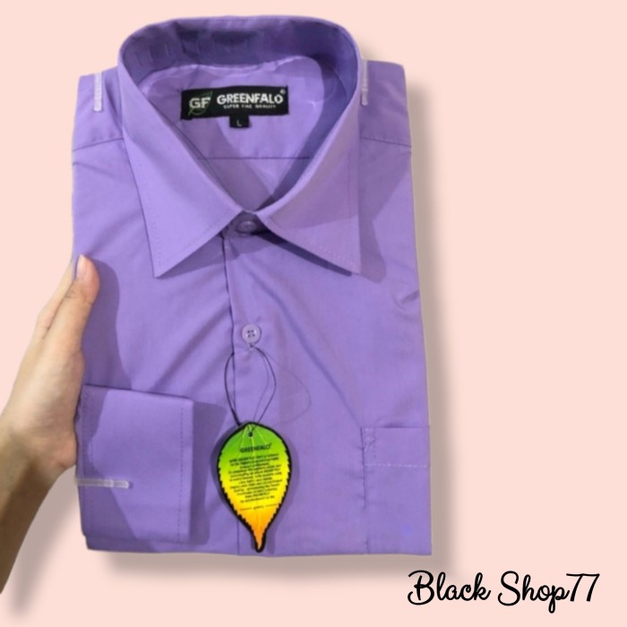 Kemeja Pria Polos Lengan Panjang Greenfalo Ungu Lavender
