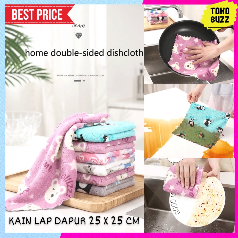 Kain Lap Anti Minyak / Kain Lap Dapur Piring Alat Masak JUMBO (Coral Fleece)