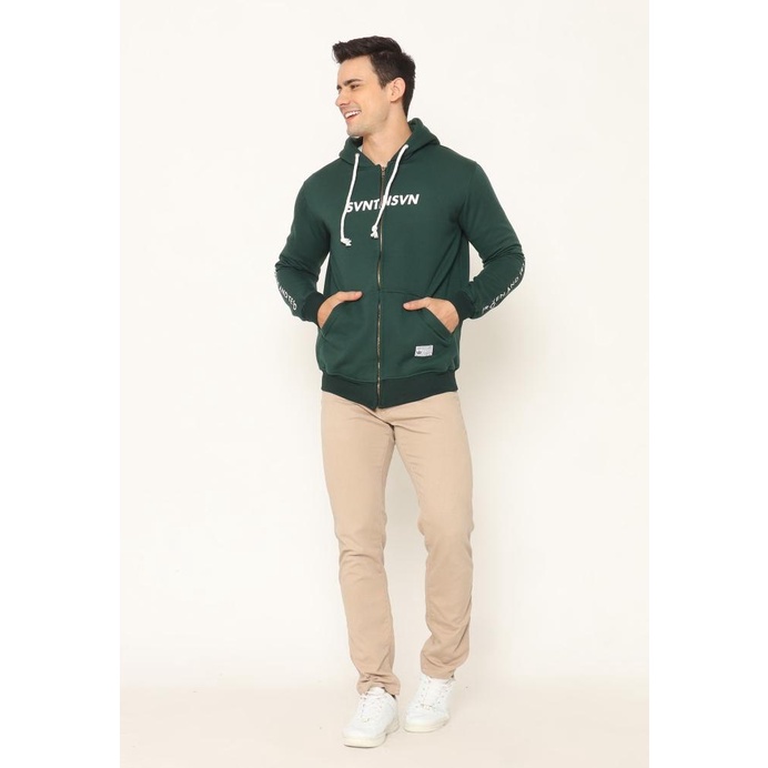 Diskon 17Seven Sweater Zipper Hoodie Pria Sablon 0037 White Font
