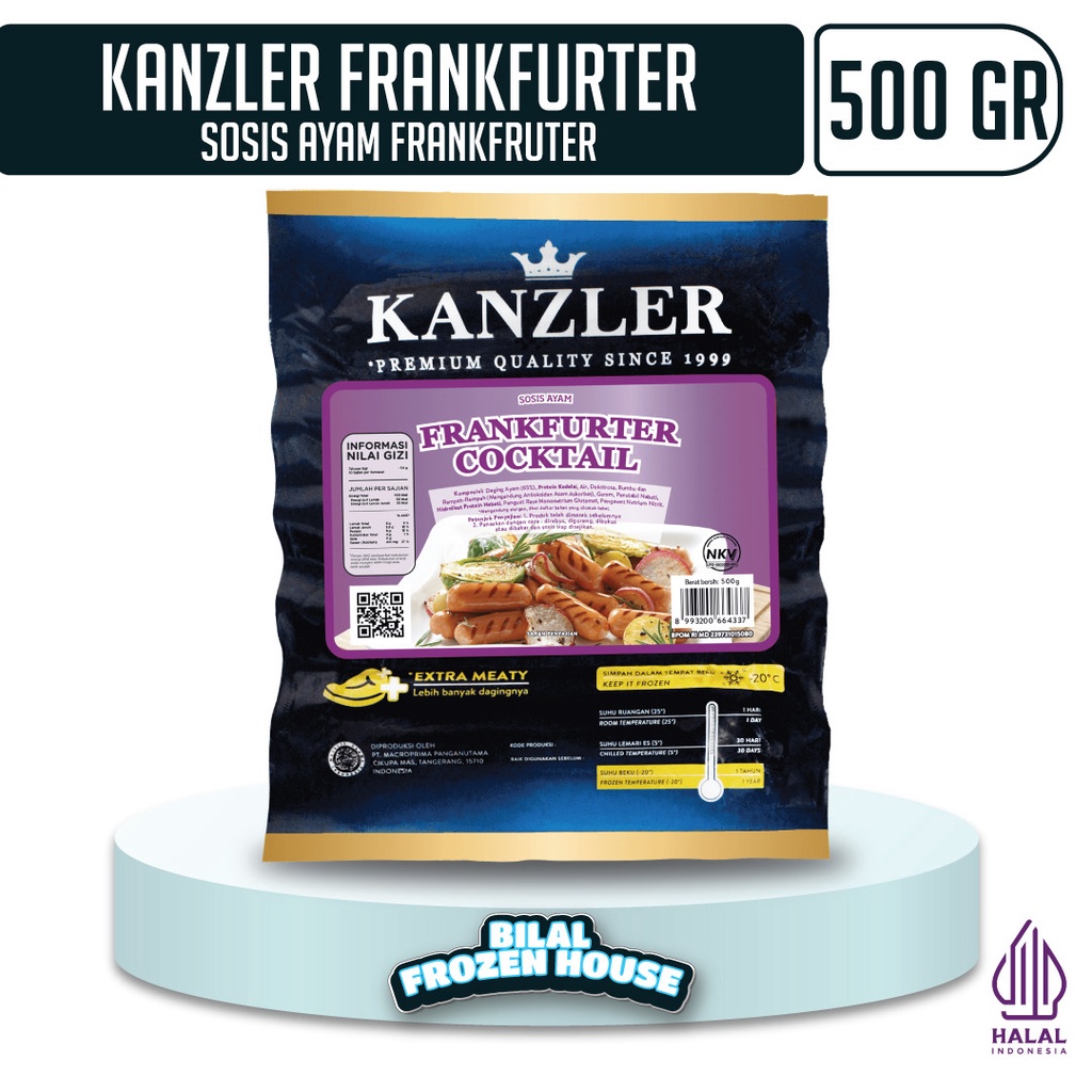 

Sosis Kanzler Frankfurter Cocktail 500gr - Sosis Ayam Frankfurter