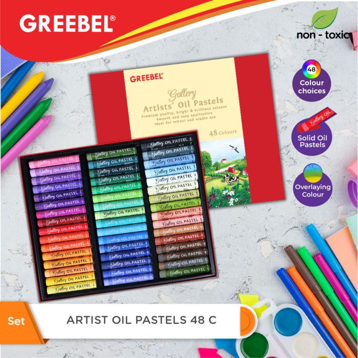 

Terlaris Greebel Crayon Krayon Artist Oil Pastel(48 Warna)Untuk Anak Non Toxic