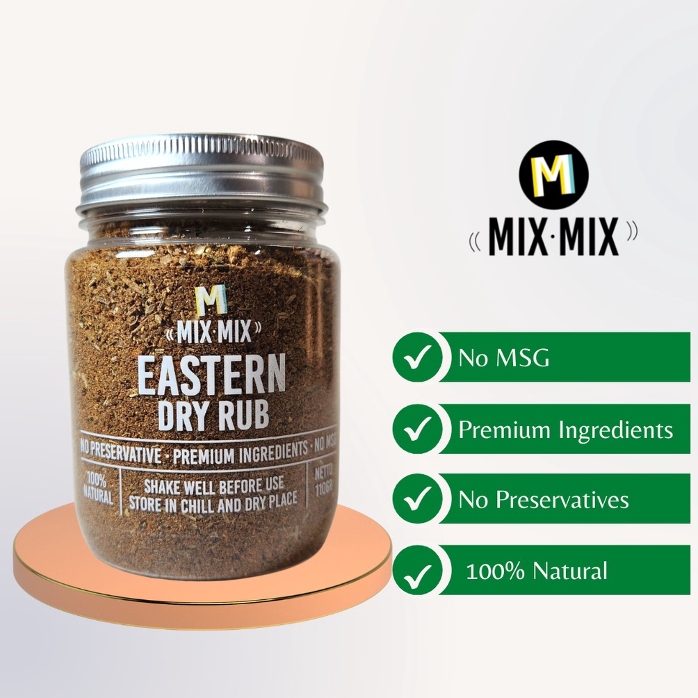 

Ready stock Mixmix Bumbu Marinasi Serba Guna Eastern Dry Rub / Bumbu Marinasi Serba Guna 110 GRAM 7MJ