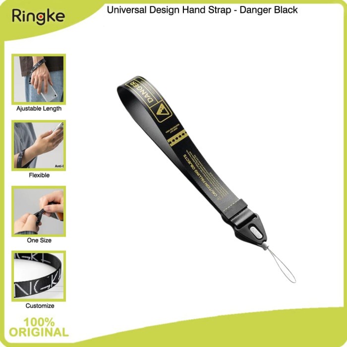 

Terlaris Art Knife Ringke Hand Strap Danger Black Tali Gantungan Hp Lanyard Wristband
