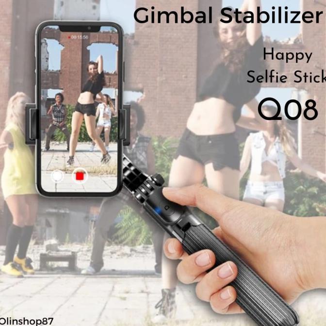 Gimbal Hanphone Gimbal Stabilizer Q08 Selfie Stick Tripod - Smarphone