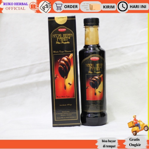 

Madu Hitam Pahit Arrohmah Plus Propolis 460gr Original Asli Ar rohmah