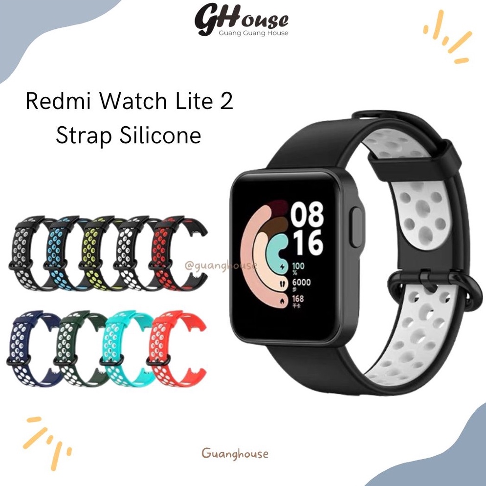 Serba murah Strap Redmi Watch Lite 2 Mi Watch Lite 2 Bahan Silikon Bolong Dua Warna Tali Jam Mi Watc