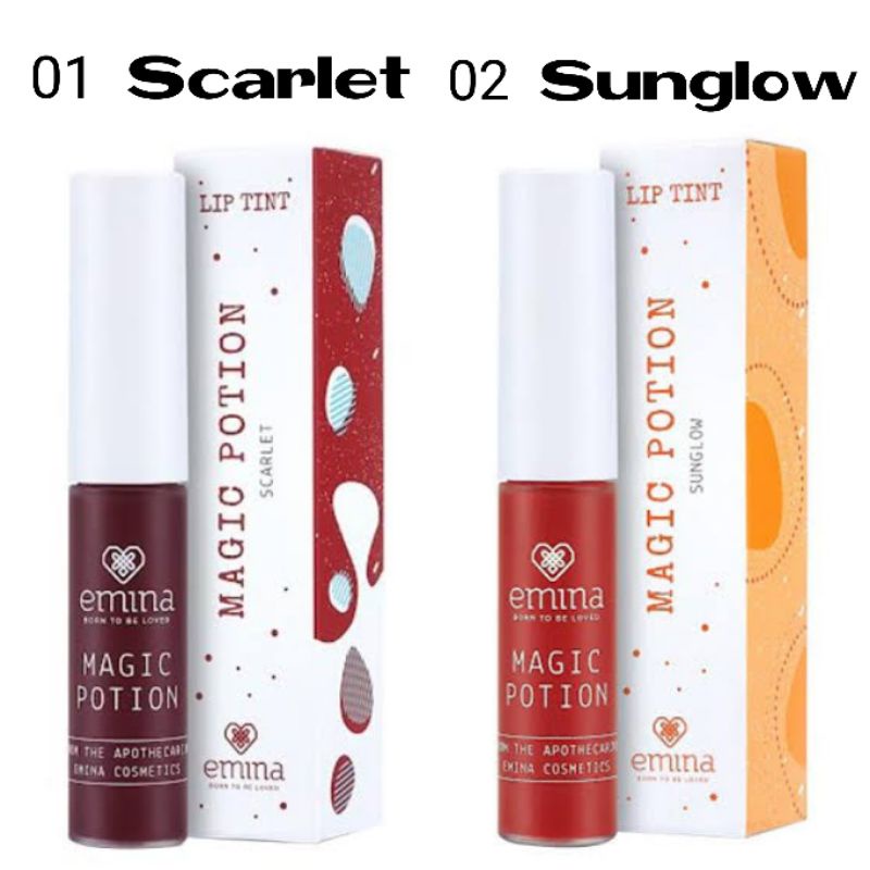 Emina Lip Tint Magic Potion - 01 Scarlet / 02 Sunglow