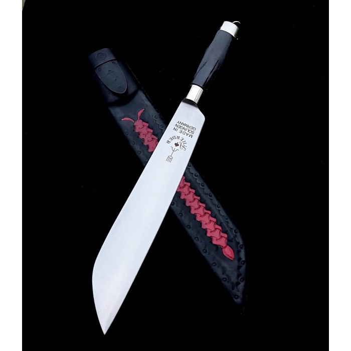 Herder Pisau cap Garpu asli 10" Handle Tanduk Kerbau & Sarung kulit ORIGINAL