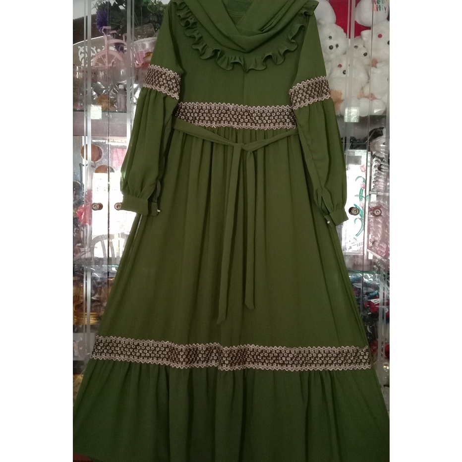 >XC26619<  Gamis hijab pasmina pariasi Renda besar gold tangan balon