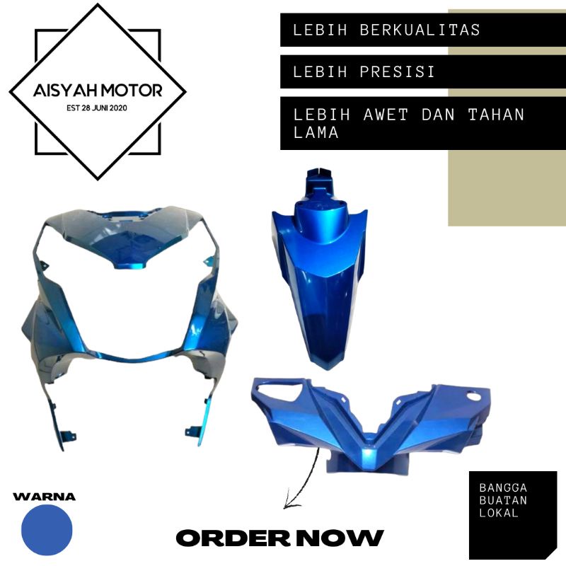 Cover Bodi Bagian Depan Honda Beat FI Esp Eco Warna Biru Tahun 2017-2019