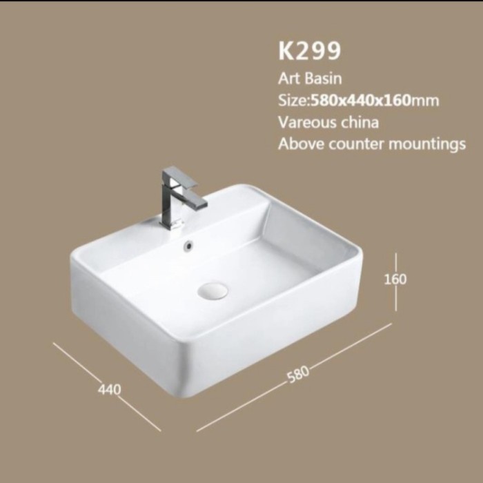 Body Wastafel Kotak Besar Putih model TOTO k 299 set komplit