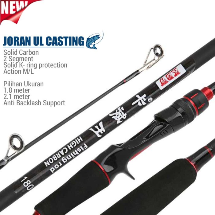 Joran Ul Bait Casting Carbon Solid 2 Segmen Ori