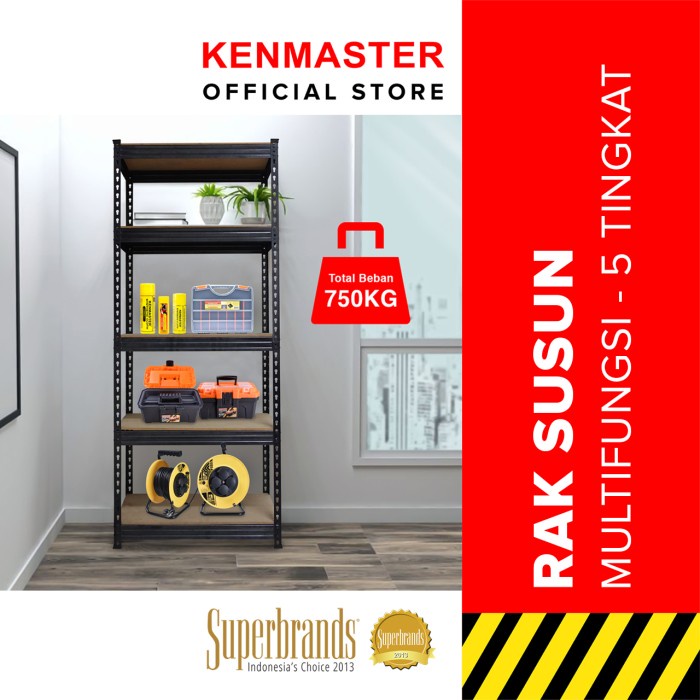 Terlaris Kenmaster Rak 5 Susun Multipurpose Dark Grey - Rak-026