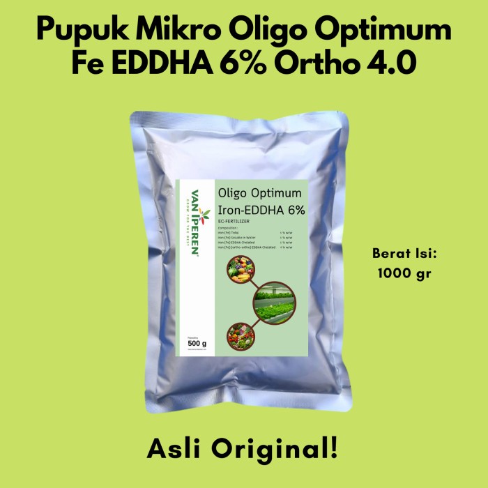 Terlaris Pupuk Oligo Optimum Fe Eddha 6% Ortho 4 (Berat 1 Kg)