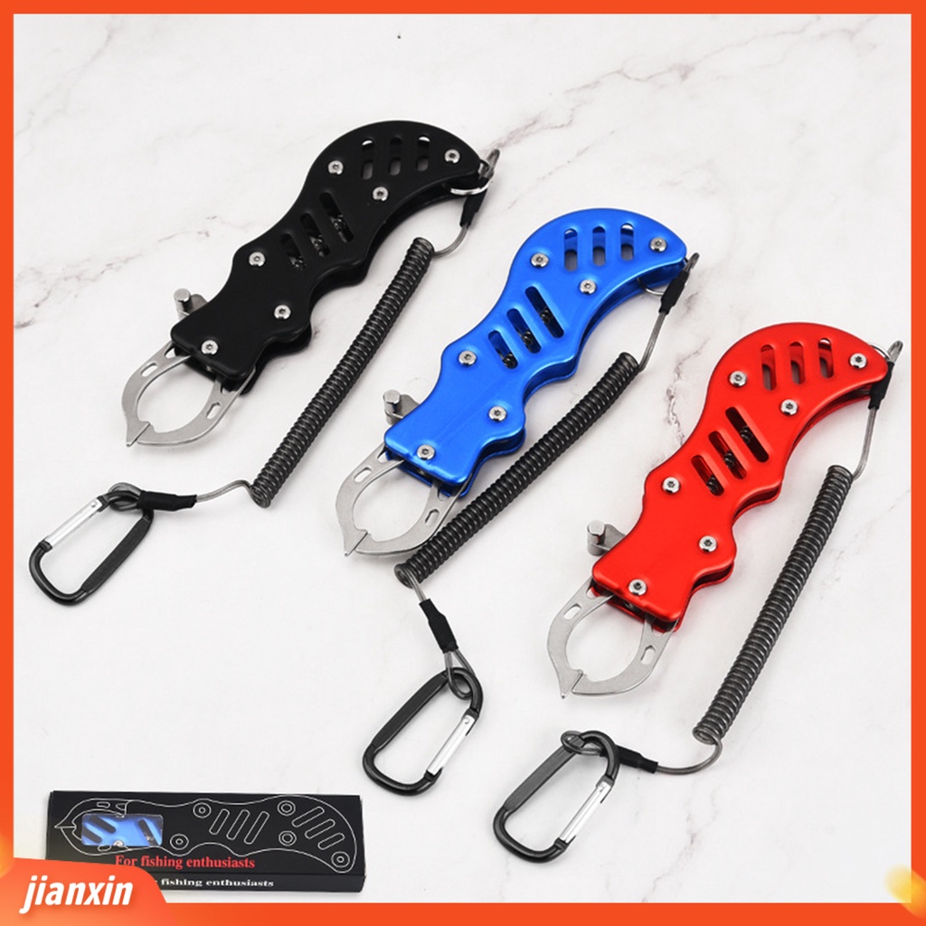 [Jianxin] 1 Set Fish Lip Gripper Operasi Tekan Otomatis Rebound Control Fish Stainless Steel Lure Clamp Memancing Tang Peralatan Angling