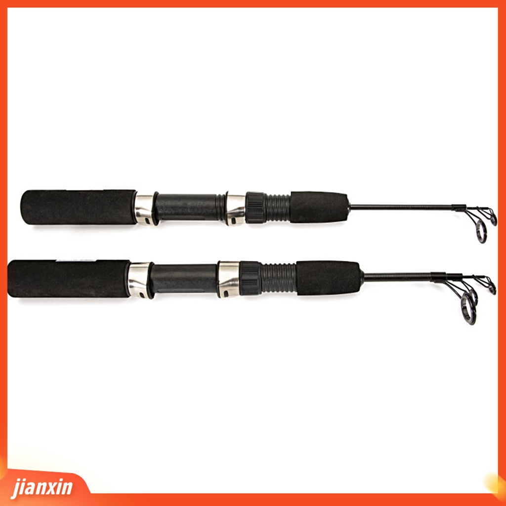 [Jianxin] 1 Set 50cm/67cm Winter Fishing Rod Dengan Reel Ultrashort Teleskopik Adjustable Ultralight Angling Serat Karbon Dua/Tiga Bagian Tiang Pancing Es Untuk Outdoor