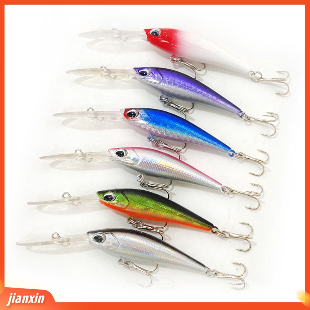 [Jianxin] 6cm/6.2g Umpan Keras 3D Mata Ikan Dengan Kait Tajam Lidah Panjang Tampilan Realistis Tahan Korosi Meningkatkan Tingkat Memancing ABS Air Tawar Air Asin Hard Lure Fishing Tackle