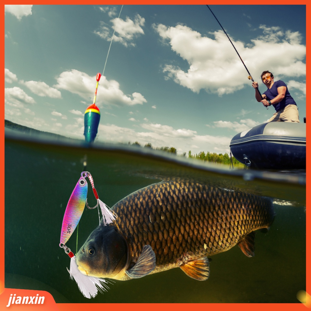 [Jianxin] 15g/20g Umpan Pancing Tajam Treble Hook Warna Terang 3D Mata Simulasi Desain Ikan Menarik Logam Penetrasi Kuat Jigging Lure Perlengkapan Memancing