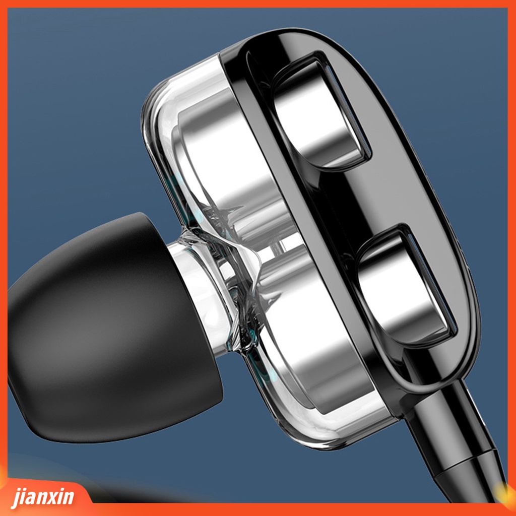 [Jianxin] Earphone Sport Model In-ear Suara Heavy Bass HiFi Dual Driver dengan Kabel