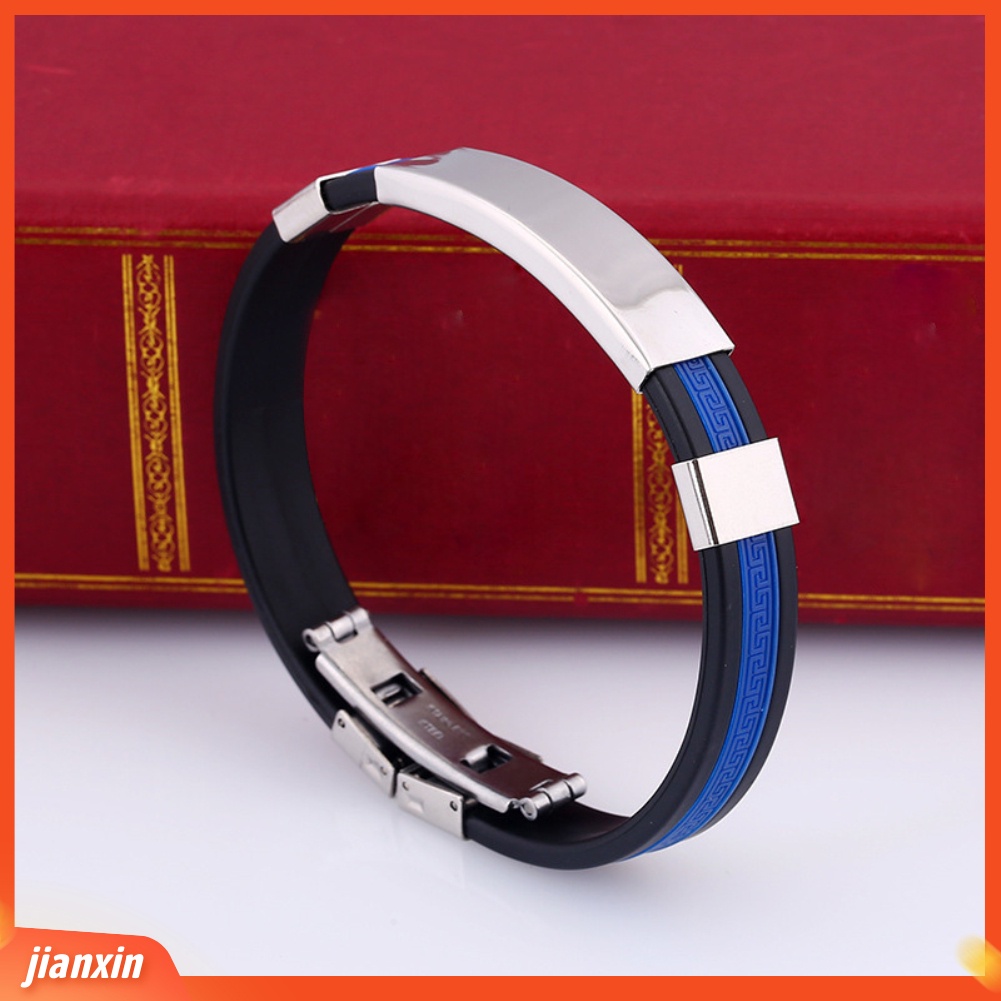 [Jianxin] Fashion Silicone Wristband Bracelet Men Adjustable Bangle Jewelry Birthday Gift