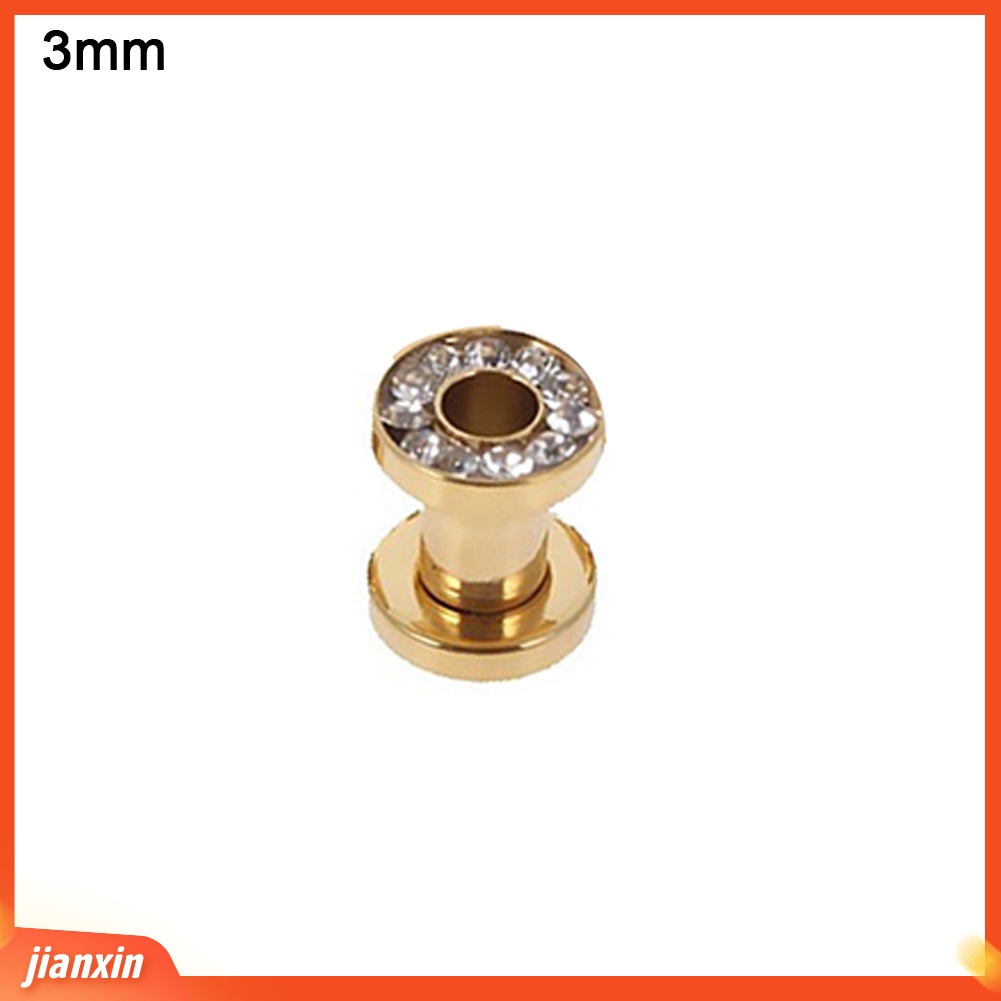 [Jianxin] 1Pc Stainless Steel Rhinestone Inlaid Plating Ear Plug Earring Piercing Jewelry