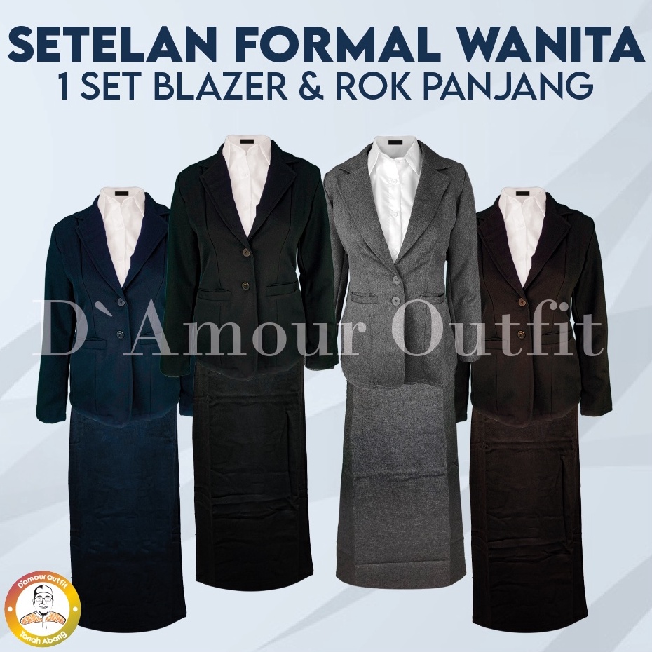 PROMO HARI INI Setelan Formal Wanita, Setelan Blazer & Rok Panjang Wanita, Blazer Formal Wanita, Rok
