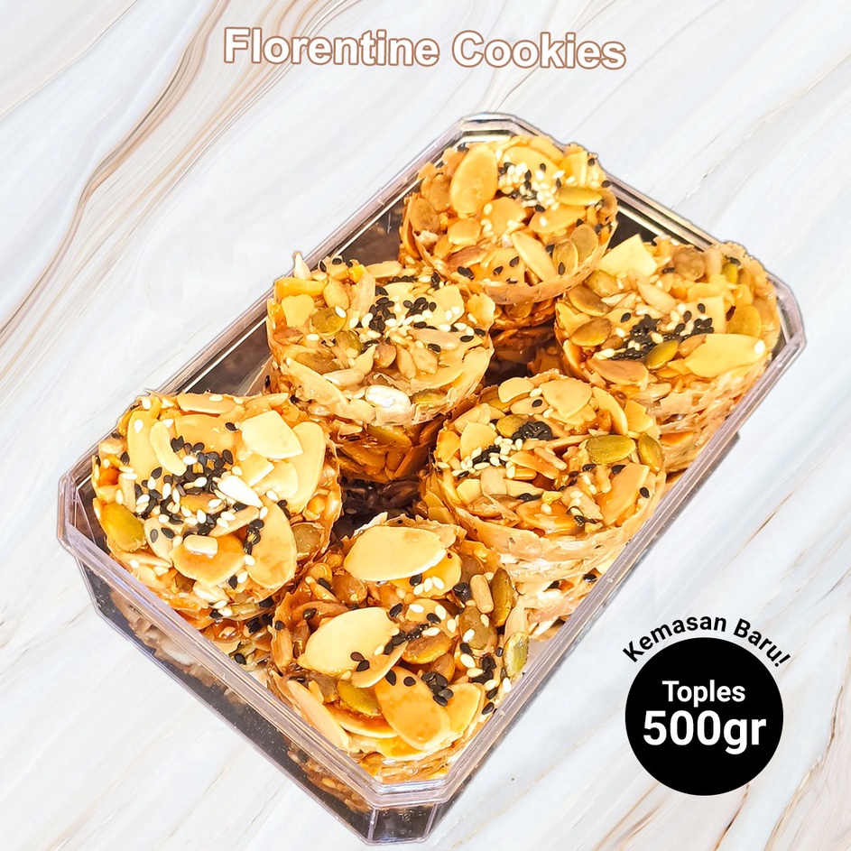 

12.12 sale Florentine Cookies / Crispy Mixed Nuts Florenta Kue Kering Premium Toples 500 gr buruan
