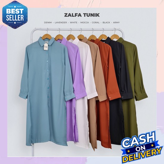 Setelan Wanita Kekinian Fashion Muslim Setelan Terbaru 2023 Setelan Cr Zalfa Tunik Kemeja/ Termurah