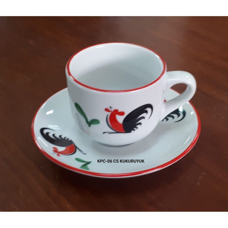 Cangkir Keramik Espresso Motif KPC-06 Kukuruyuk Ayam Jago