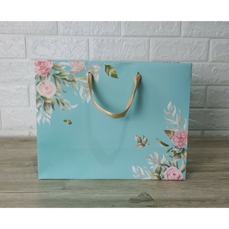 (V44859) Paperbag Motif Bunga 32,5x25x14 Paper Bag Kado Custom Wedding Tas Souvenir Kado Kertas Ulan
