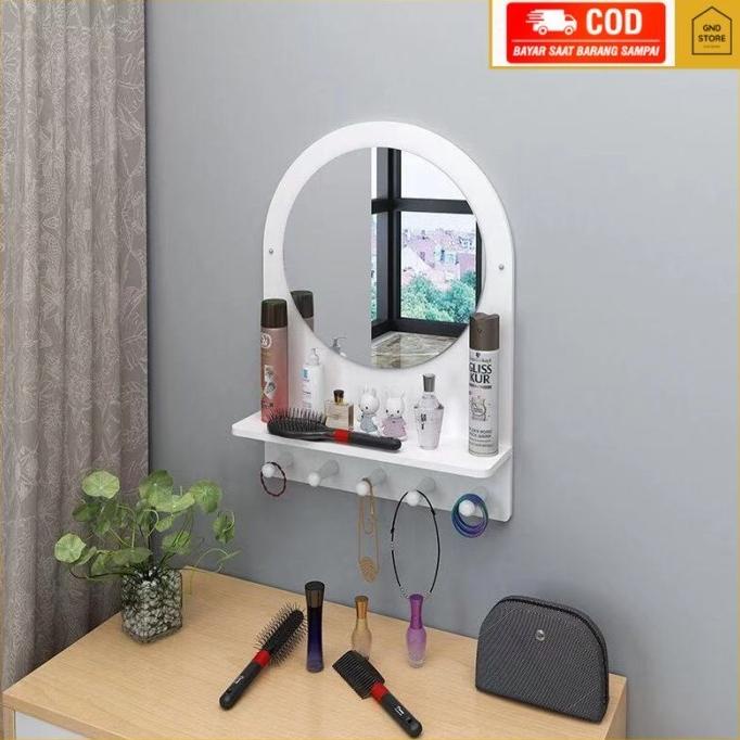 Rak Cermin Makeup Kamar Mandi Bulat Serbaguna Minimalis
